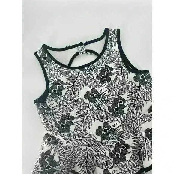 JANIE and JACK Girls Dress Black and White Peplum Floral Sleeveless Size 10 NWT